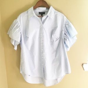 LANE BRYANT EUC Stripe Bell Sleeve Button Down 14